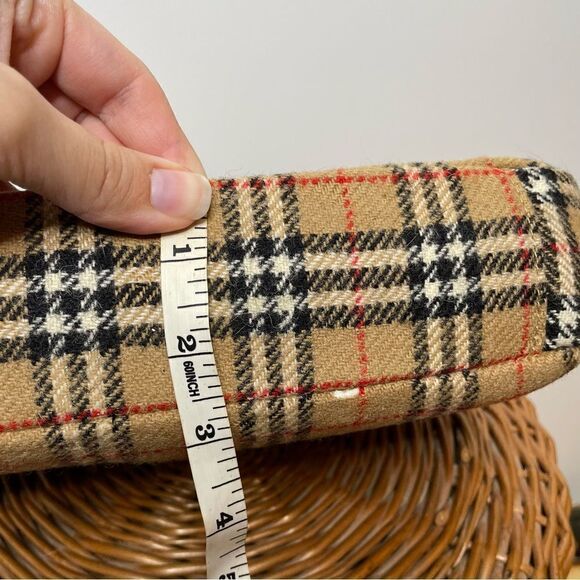 Burberry Wool Vintage Nova Check Signature Plaid Tote Shoulder Bag Purse Tan - Picture 7 of 14